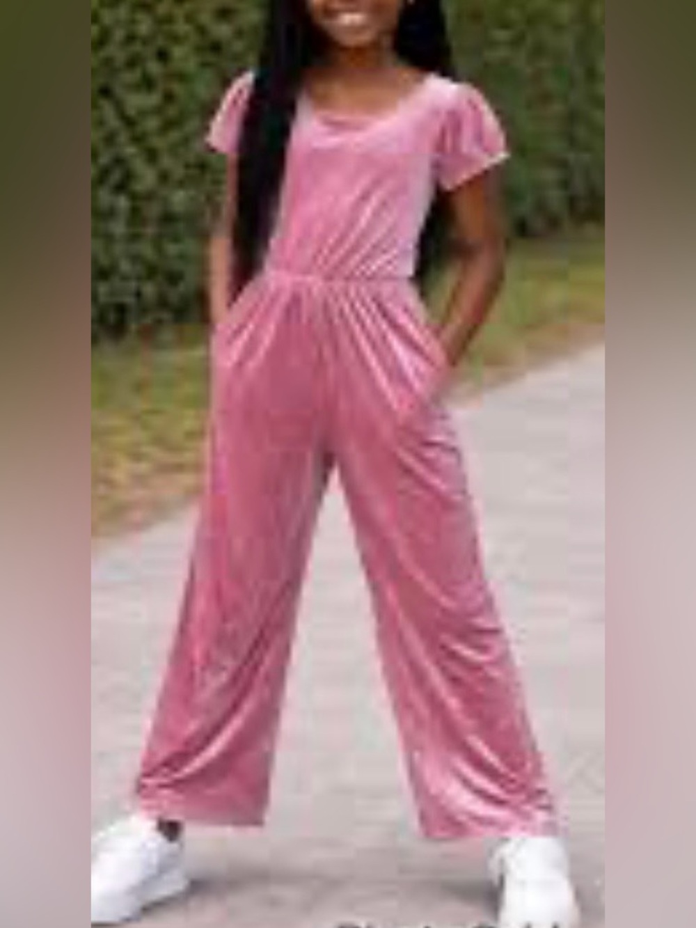 H&M Velvet one-piece jumpsuit short puff sleeve dusty rose pink NEW size 6
